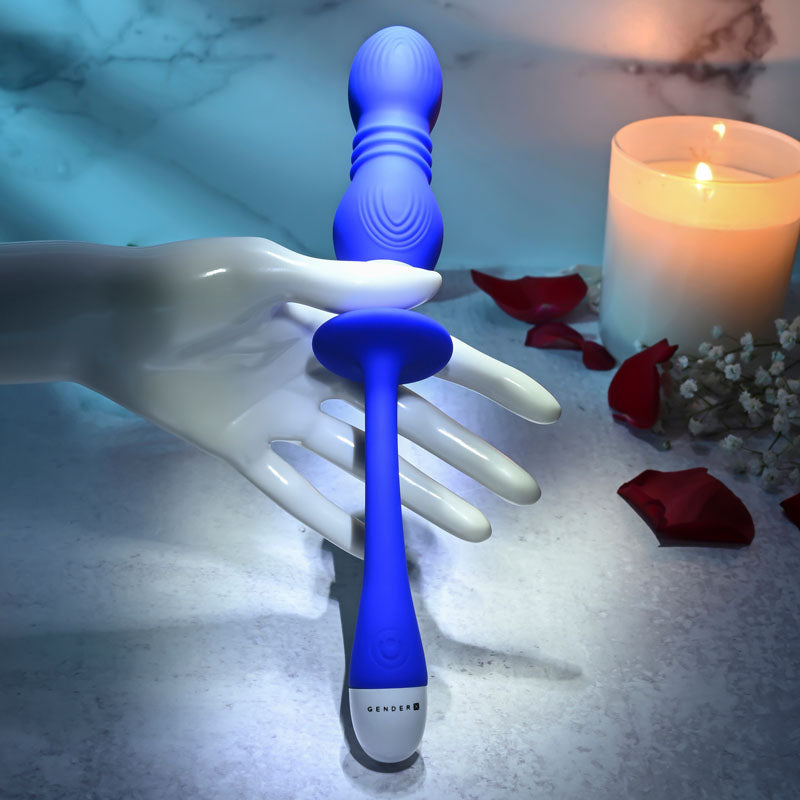 Gender X PLAY BALL - Blue 25 cm Thrusting & Vibrating Orbs