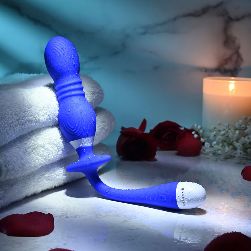 Gender X PLAY BALL - Blue 25 cm Thrusting & Vibrating Orbs