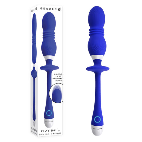 Gender X PLAY BALL - Blue 25 cm USB Rechargeable Thrusting & Vibrating Orbs - Image 1