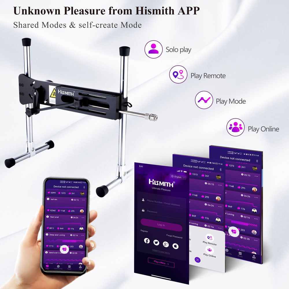 Hismith Premium 3.0 Sex Machine - Black Mains Powered Sex Machine with App Control and Remote