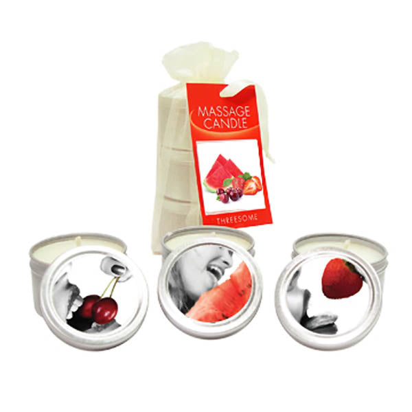 Edible Massage Candle Threesome - Cherry, Strawberry & Melon Flavoured