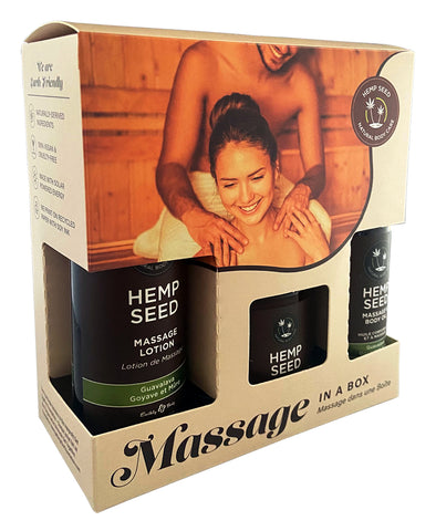 Hemp Seed Massage In A Box - Guavalava Scented Massage Gift Set - 3 Piece Kit - Image 1