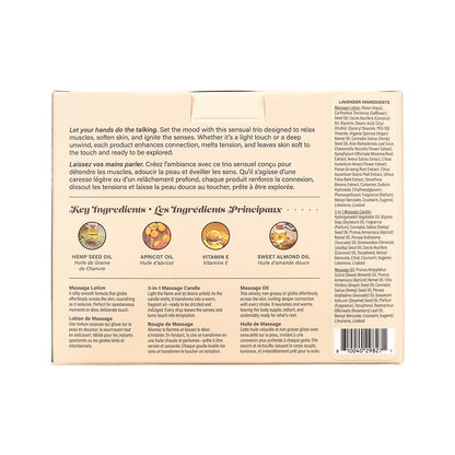 Hemp Seed Tranquility Trio - Lavender Scented Massage & Caress Kit - 3