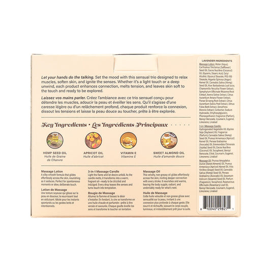 Hemp Seed Tranquility Trio - Lavender Scented Massage & Caress Kit - 3
