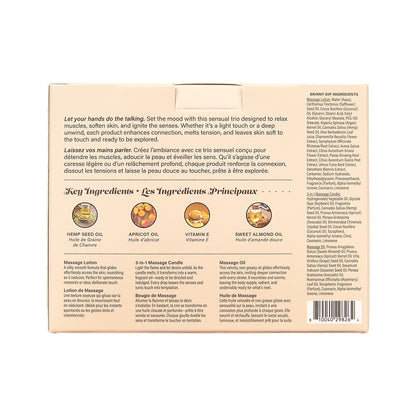 Hemp Seed Tranquility Trio - Skinny Dip Scented Massage & Caress Kit