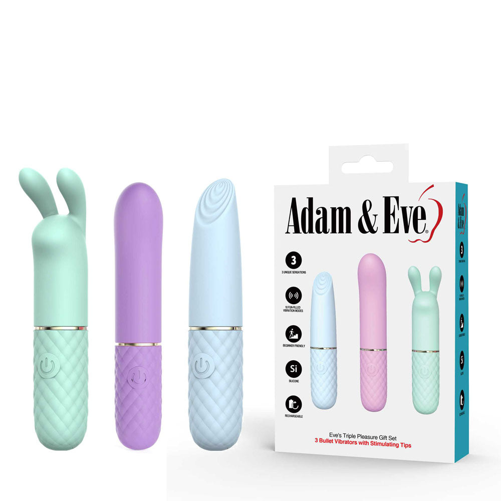 Adam & Eve TRIPLE PLEASURES - Coloured Vibrators - Set of 3