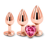 Adam & Eve ROSE GOLD HEART GEM ANAL TRAINING SET - Rose Gold Metal Anal Plugs with Pink Gem Bases - Set of 3 Sizes - Image 4