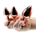 Adam & Eve ROSE GOLD HEART GEM ANAL TRAINING SET - Rose Gold Metal Anal Plugs with Pink Gem Bases - Set of 3 Sizes