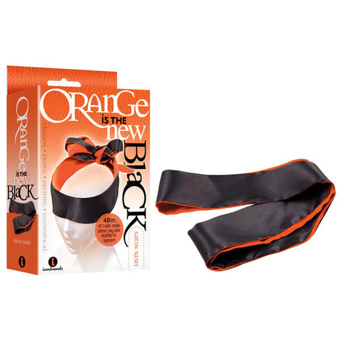 Orange Is The New Black - Satin Sash - Black/Orange Blindfold - Image 1