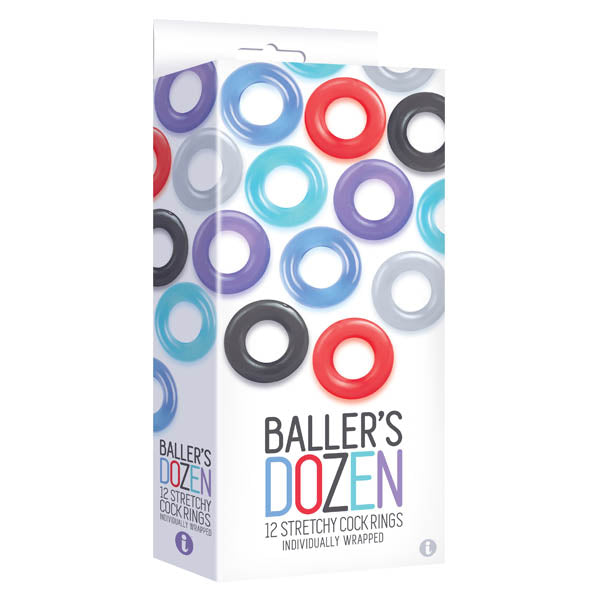 Baller's Dozen - Smooth - Individually Wrapped Cock Rings - Pack of 12 - Image 1