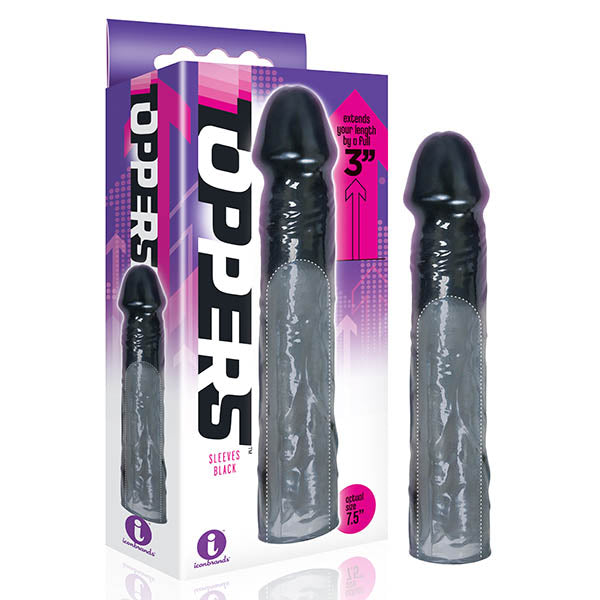 The 9's Toppers - Black 7.6 cm (3'') Penis Extension Sleeve - Image 1