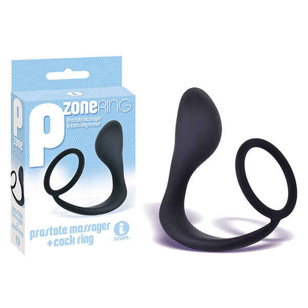 The 9's P-Zone Cock Ring - Black Anal Plug with Cock Ring - Image 1