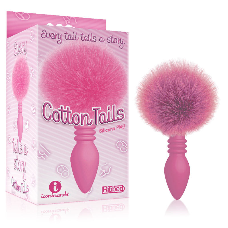 The 9's Cottontails, Ribbed Pink Butt Plug with Bunny Tail