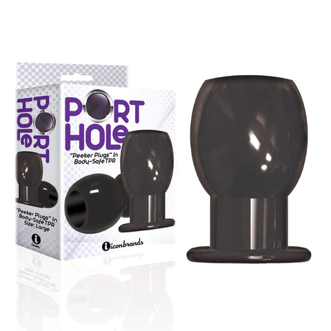 The 9's Port Hole, Hollow Butt Plug - Black Hollow Butt Plug - Image 1