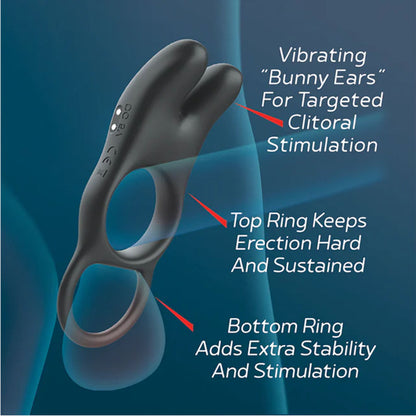 Red Dot Rings - V1 - Black Vibrating Cock Ring
