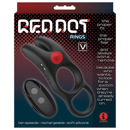 Red Dot Rings - V1 - Black Vibrating Cock Ring
