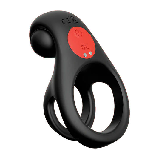 Red Dot Rings - V2 - Black Vibrating Cock & Ball Ring