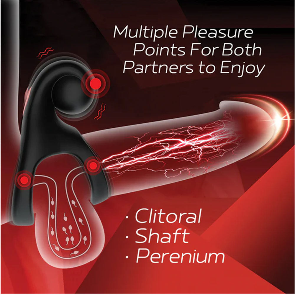 Red Dot Rings - V2 - Black Vibrating Cock & Ball Ring