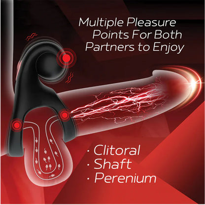 Red Dot Rings - V2 - Black Vibrating Cock & Ball Ring
