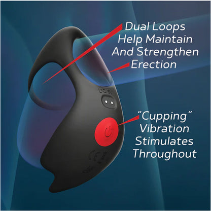 Red Dot Rings - V3 - Black Vibrating Cock & Ball Ring