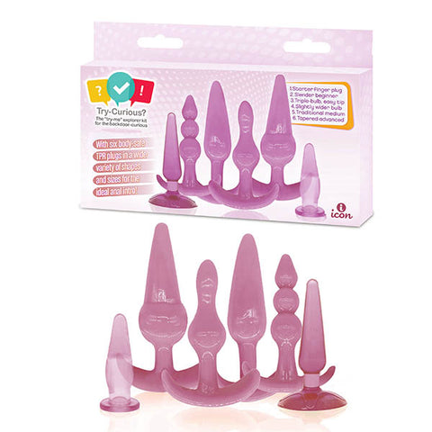 Try-Curious Anal Plug Kit - Pink Anal Kit - Set of 6 - Image 1