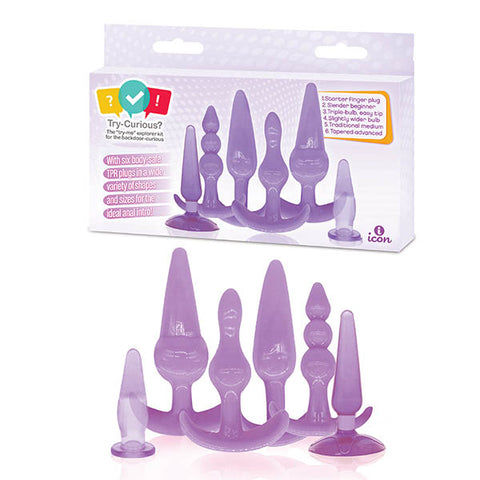 Try-Curious Anal Plug Kit - Purple Anal Kit - Set of 6 - Image 1