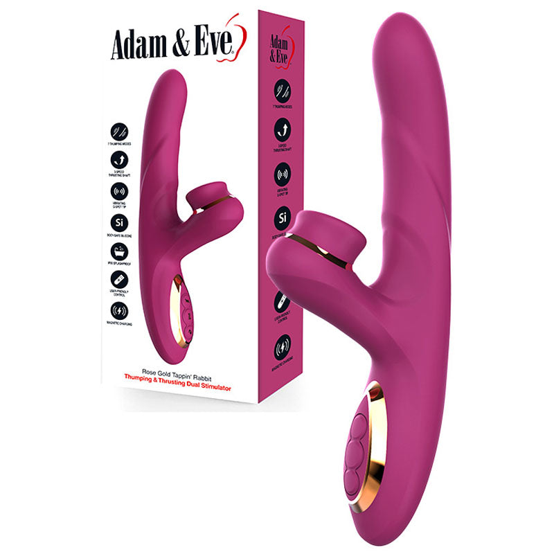 Adam & Eve ROSE GOLD TAPPIN RABBIT - Purple Tapping & Thrusting