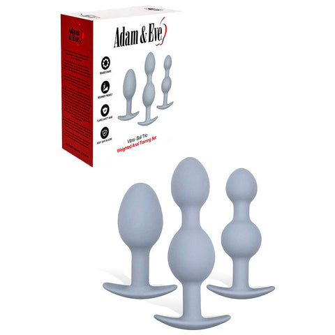 Adam & Eve VIBRA-BALL TRIO - Grey Weighted Anal Training Set - Set of 3 Plugs - Image 1