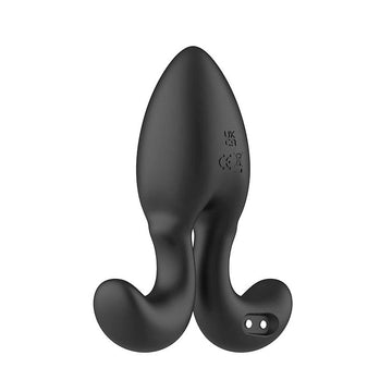 Adam & Eve OMEGA Vibrating Plug - Black 10 cm USB Rechargeable Vibrating Butt Plug with Remote