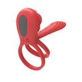 Adam & Eve VIBRATING ROSE GIRTH ENHANCER - Red USB Rechargeable Vibrating Cock & Ball Rings