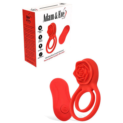 Adam & Eve VIBRATING ROSE DOUBLE ENHANCER - Red Cock & Balls Ring