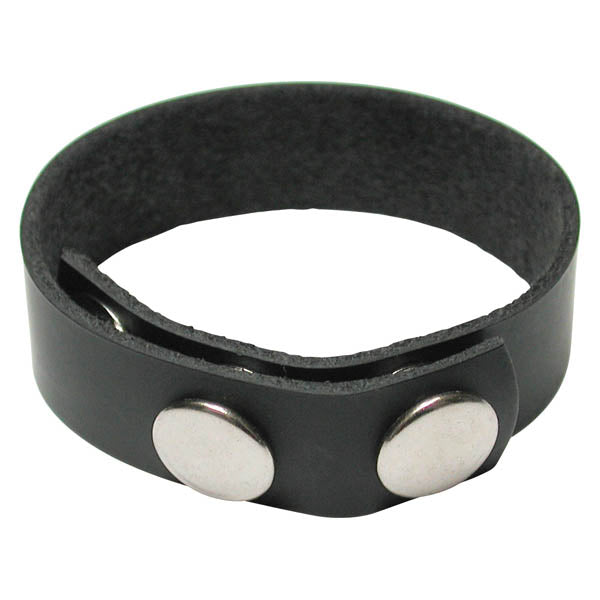 KinkLab 3 Snap Cock Ring - Black Leather Adjustable Cock Ring - Image 1