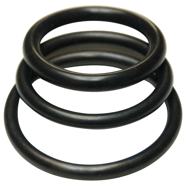 KinkLab Rubber Cock Rings - Black Rubber Cock Rings - Set of 3 Sizes - Image 1