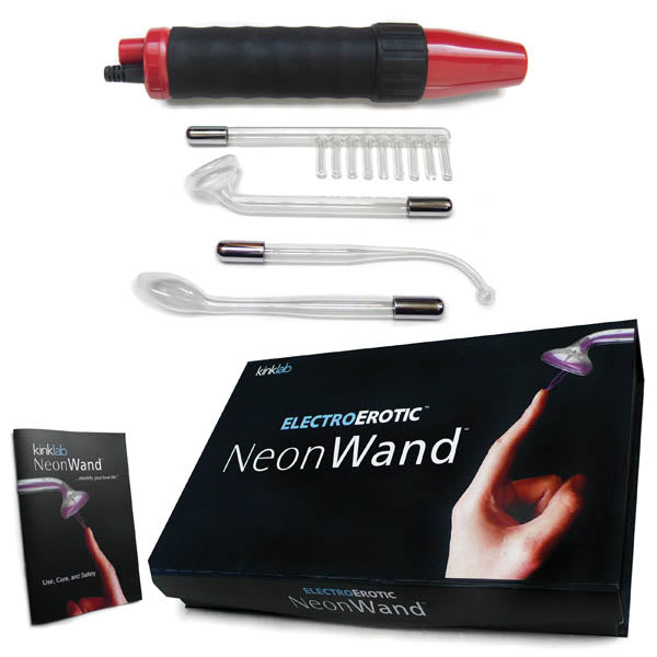 KinkLab Neon Wand Electrosex Kit - Red E-Stim Kit - 5 Piece Set - Image 1