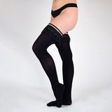 Kixies KEILA Fringe Sheer Thigh Highs - Black - Size A - Image 2