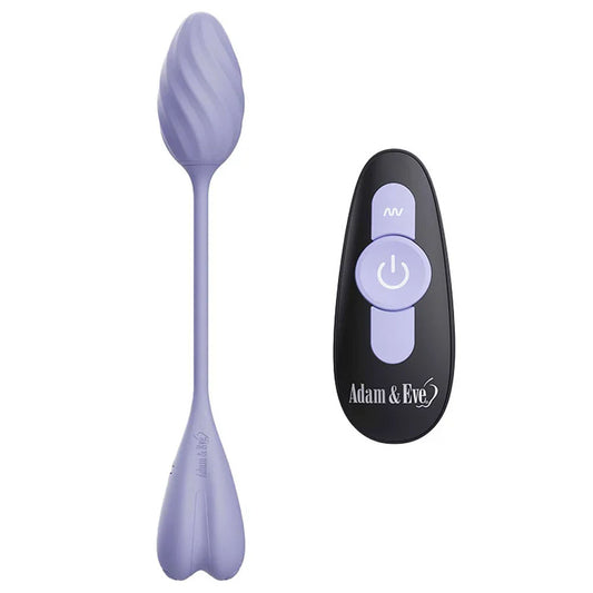 Adam & Eve SPIRAL LOVE Wearable Egg. Full view of the purple product on a white background, wider framing.