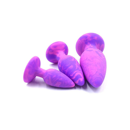 Adam & Eve COLOUR SWIRL Anal Plug Set - Purple/Pink Butt Plugs