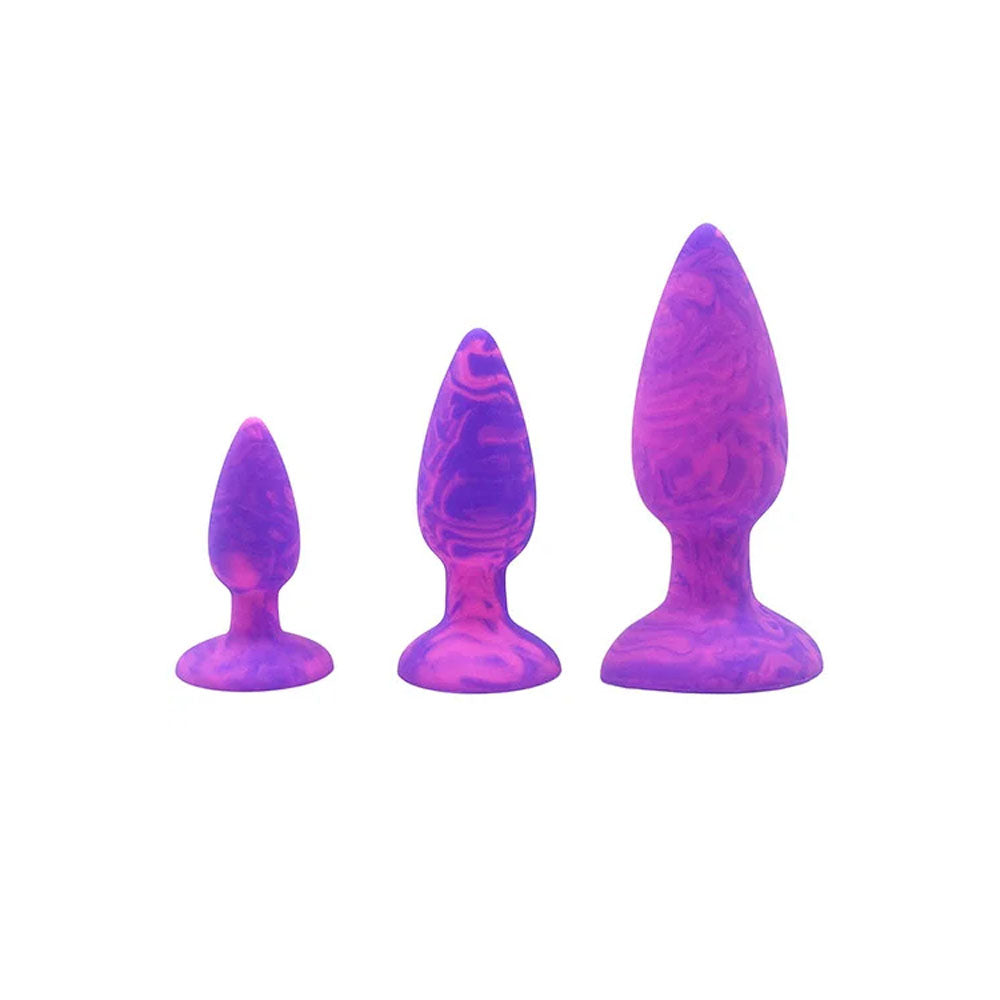 Adam & Eve COLOUR SWIRL Anal Plug Set - Purple/Pink Butt Plugs