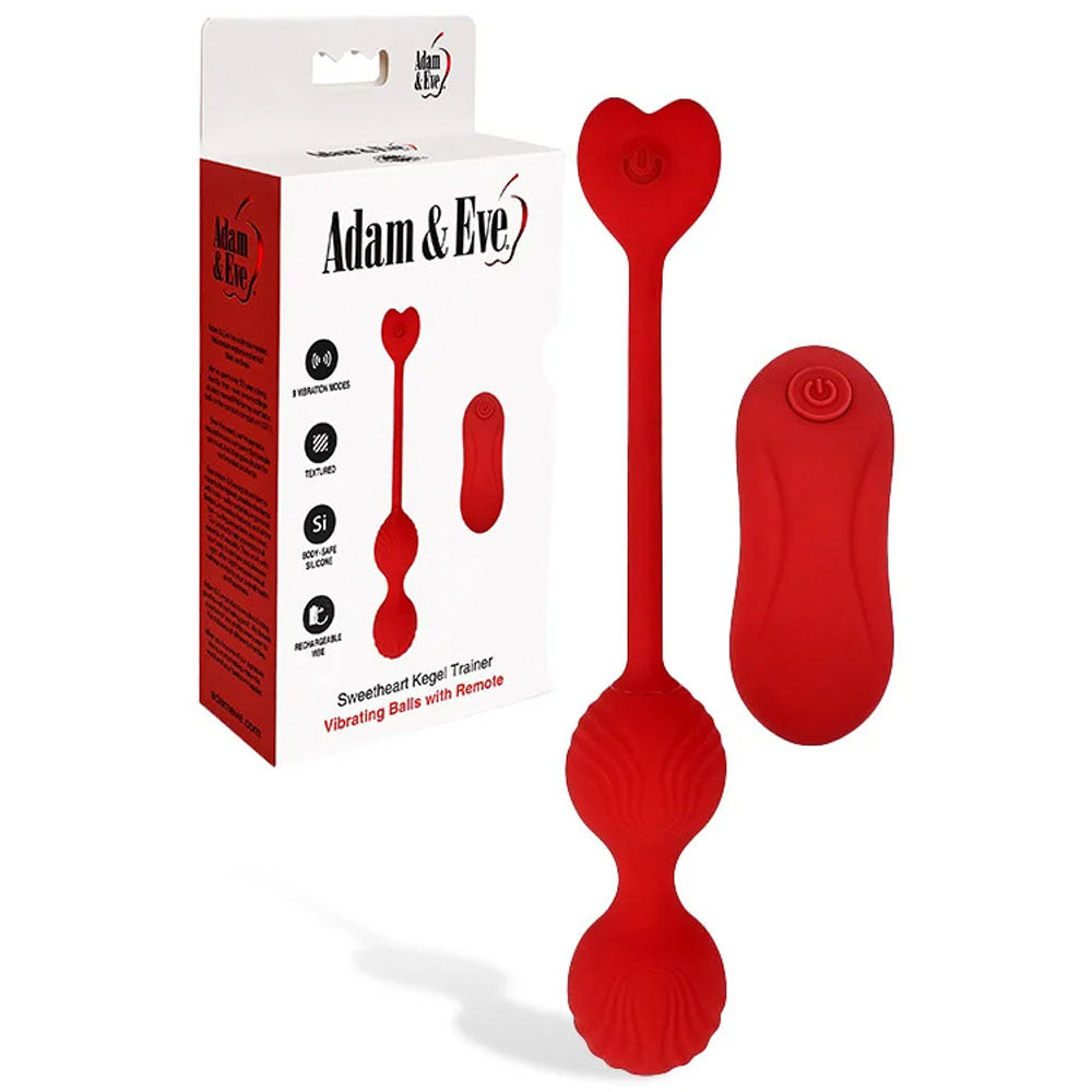 Adam & Eve SWEETHEART Kegel Trainer - Red Vibrating Kegel Balls