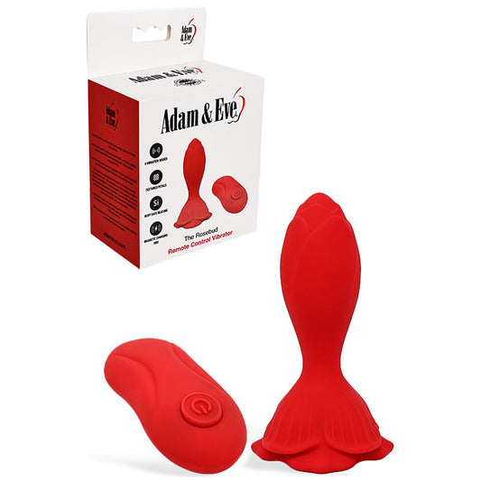 Adam & Eve THE ROSEBUD - Red 10.2 cm Vibrating Butt Plug
