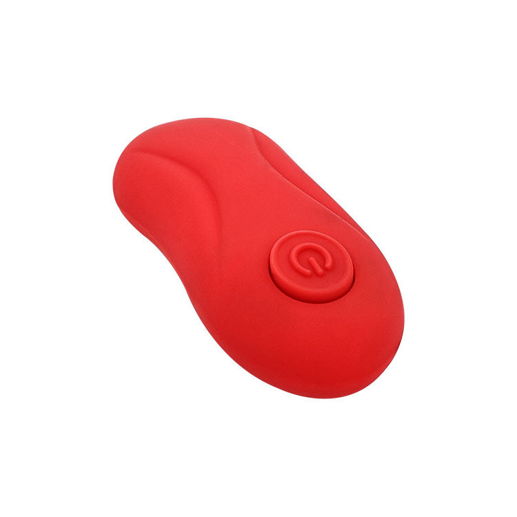 Adam & Eve THE ROSEBUD. Full view of the red butt plug on a white background, a further angle.