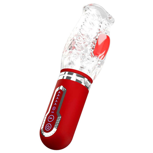 Adam & Eve PLEASURE PRO 3000 - Clear/Red Thrusting & Rotating Auto