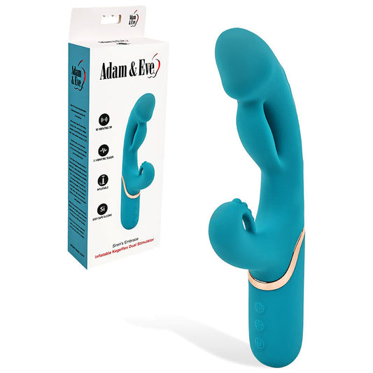 Adam & Eve SIRENS EMBRACE - Teal 24 cm Inflatable Rabbit Vibrator