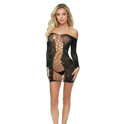 LAPDANCE Diamond Mesh Cutout Mini Dress - OS - Black