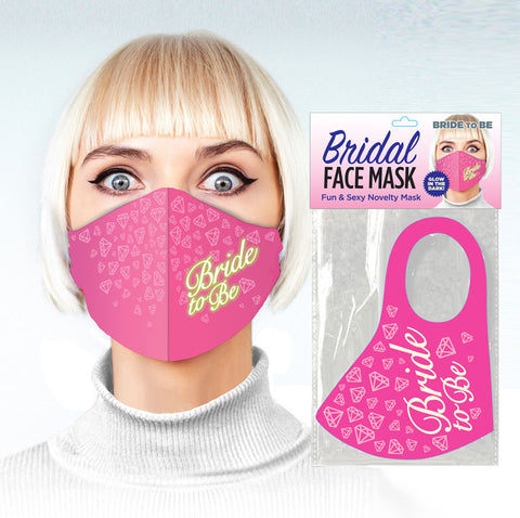 Bridal Face Mask - Bride To Be - Glow Pink Novelty Mask - Image 1