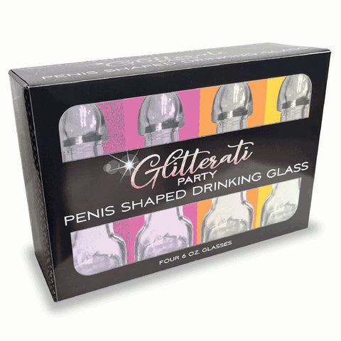Glitterati Penis 6oz Drinking Glass Pack - 4 Pack - Image 1