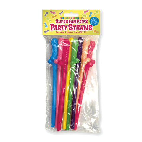 Super Fun Penis Party Straws - Coloured - Multi Coloured Dicky Straws - 8 Pack - Image 1