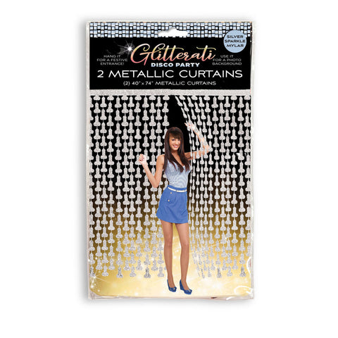 Glitterati - Penis Party Disco Metallic Curtains - Party Doorway Decoration - Set of 2 - Image 1