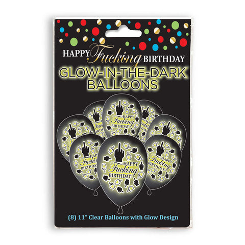 Happy Fucking Birthday Glow In The Dark Balloons - Novelty Birthday Balloons - 8 Pack - Image 1