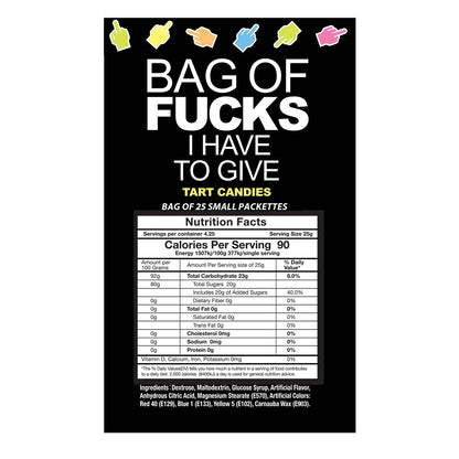 Bag Of Fucks I Have To Give - Bag of 25 - Fruit Flavoured Lollies